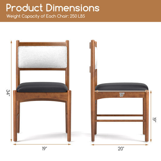 Wooden Dining Chair Set of 2 with Rubber Wood Frame and Faux Sherpa Backrest-Walnut - Color: Walnut LuxuryLifeWay Online Store