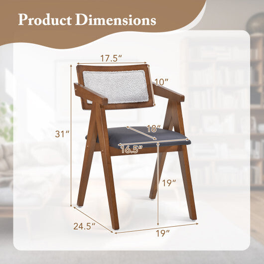 Mid Century Wooden Accent Chairs with Leathaire Seat Cushions Set of 2-Beige LuxuryLifeWay Online Store