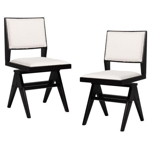 Swivel Wooden Dining Chair Set of 2 with Rubber Wood Frame and Padded Seat-Black LuxuryLifeWay Online Store