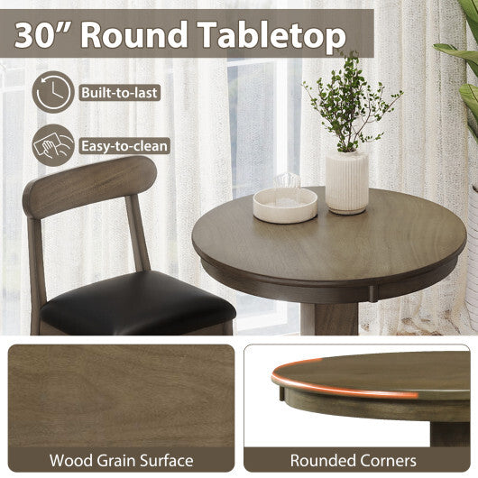 Wood Pub Round Dining Table with Pedestal Base-Gray LuxuryLifeWay Online Store