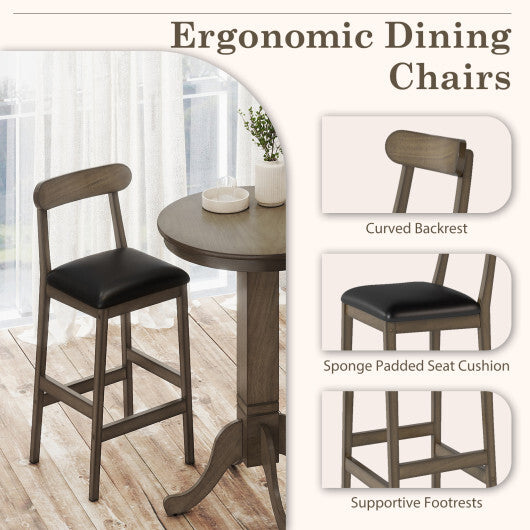 Wood Pub Round Dining Table with Pedestal Base-Gray LuxuryLifeWay Online Store
