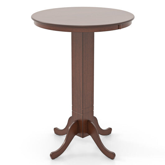 Wood Pub Round Dining Table with Pedestal Base-Gray LuxuryLifeWay Online Store