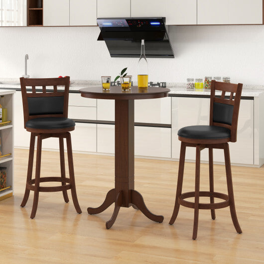 Wood Pub Round Dining Table with Pedestal Base-Gray LuxuryLifeWay Online Store