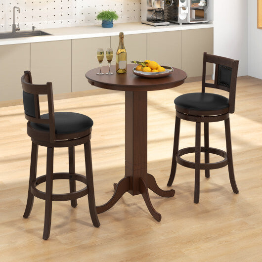 Wood Pub Round Dining Table with Pedestal Base-Gray LuxuryLifeWay Online Store