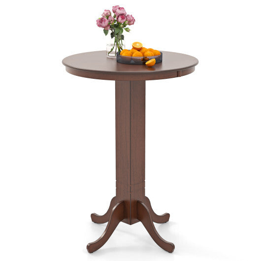 Wood Pub Round Dining Table with Pedestal Base-Gray LuxuryLifeWay Online Store