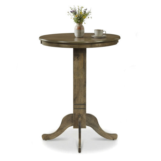 Wood Pub Round Dining Table with Pedestal Base-Gray LuxuryLifeWay Online Store