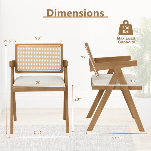 Set of 2 Rattan Accent Chairs with Padded Cushion and Rubber Wood Frame-Gray LuxuryLifeWay Online Store