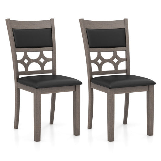 Upholstered Dining Chair Set of 2 with Padded Backrest and Seat-Gray LuxuryLifeWay Online Store