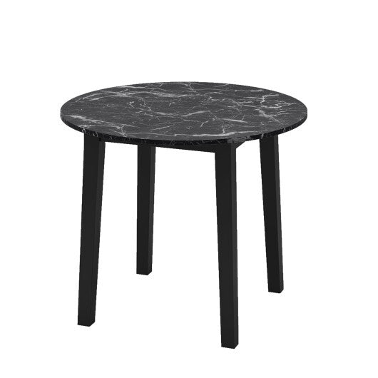 35 Inch Round Dining Table with Rubber Wood Legs and Marble-textured Veneer Tabletop-Brown LuxuryLifeWay Online Store