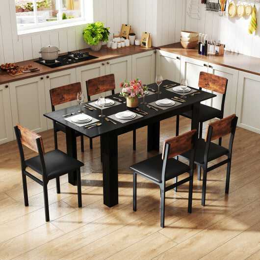 Extendable Dining Table for 4-8 People 47"-62" Large Rectangular Kitchen Table-Black LuxuryLifeWay Online Store