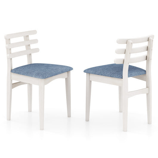 Fabric Kitchen Side Chairs with Rubber Wood Frame and Padded Seat-White LuxuryLifeWay Online Store