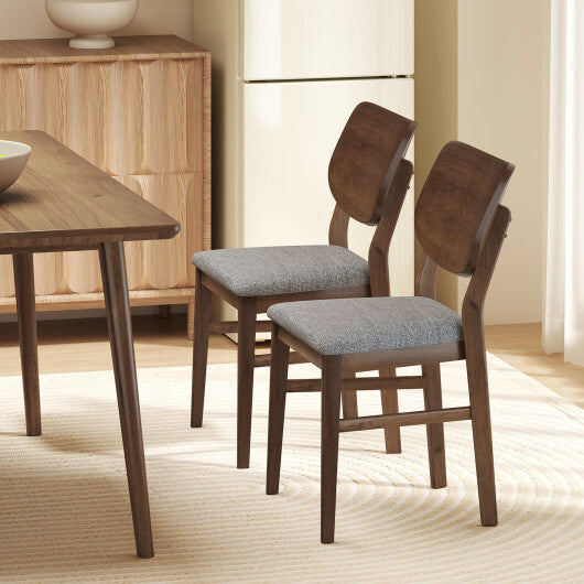 Farmhouse Upholstered Kitchen Chairs Set of 2 with Rubber Wood Frame-Gray LuxuryLifeWay Online Store