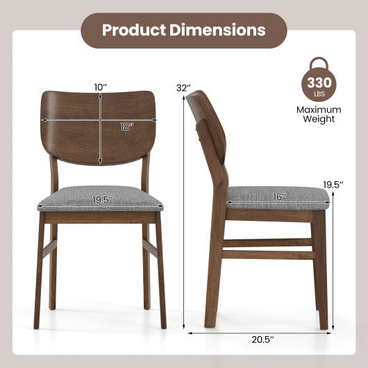 Farmhouse Upholstered Kitchen Chairs Set of 2 with Rubber Wood Frame-Gray LuxuryLifeWay Online Store