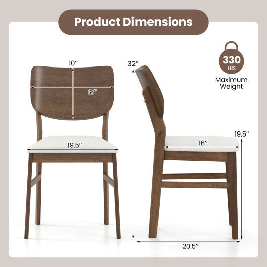 Farmhouse Upholstered Kitchen Chairs Set of 2 with Rubber Wood Frame-Gray LuxuryLifeWay Online Store