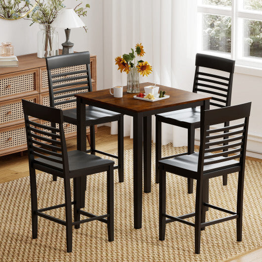 5-Piece Counter-Height Dining Table Set with Rubber Wood Frame and Footrest LuxuryLifeWay Online Store