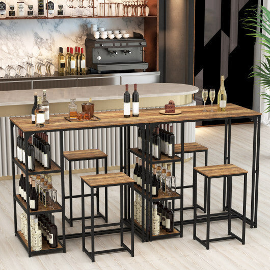 3-Piece Bar Table Set for 2 Bar-Height Dining Table with 2 Stools-Rustic Brown LuxuryLifeWay Online Store