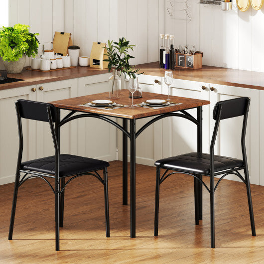 3-Piece Dining Table Set Square Kitchen Table and 2 Chairs for Dining Room-Rustic Brown LuxuryLifeWay Online Store