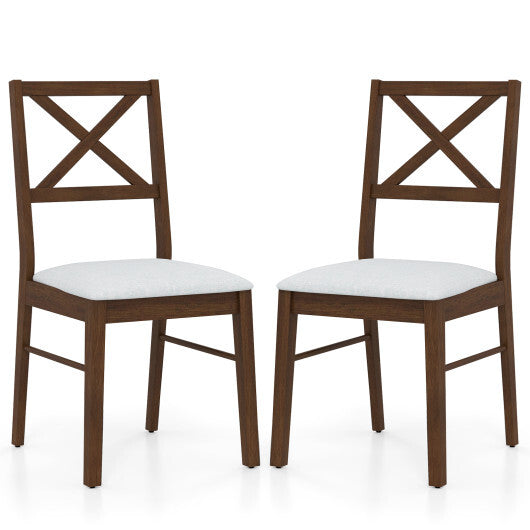 Upholstered Side Dining Chairs Set of 2 with Rubber Wood Frame-Brown LuxuryLifeWay Online Store