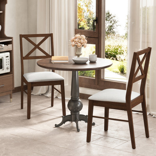 Upholstered Side Dining Chairs Set of 2 with Rubber Wood Frame-Brown LuxuryLifeWay Online Store