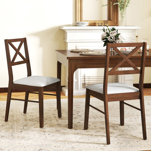 Upholstered Side Dining Chairs Set of 2 with Rubber Wood Frame-Brown LuxuryLifeWay Online Store