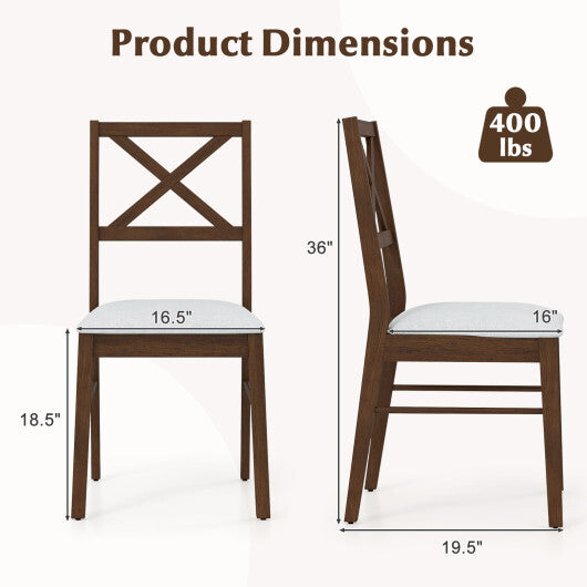 Upholstered Side Dining Chairs Set of 2 with Rubber Wood Frame-Brown LuxuryLifeWay Online Store