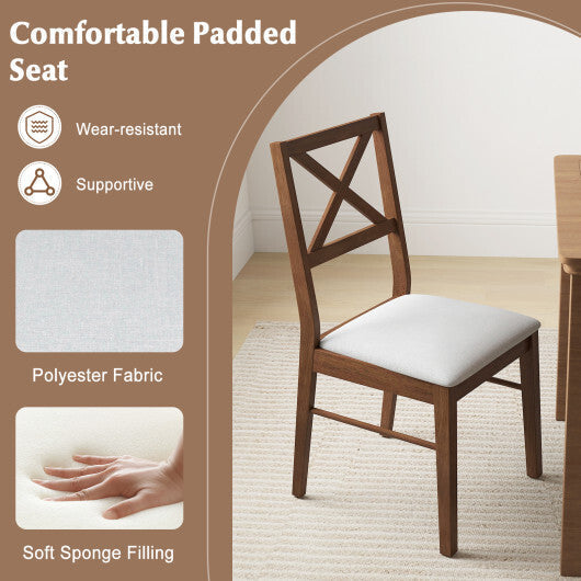 Upholstered Side Dining Chairs Set of 2 with Rubber Wood Frame-Brown LuxuryLifeWay Online Store