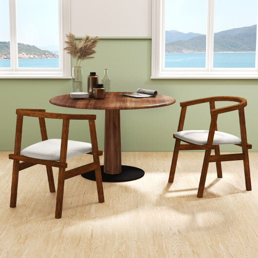 Set of 2 Solid Rubber Wood Dining Room Chairs with Wrap-around Armrest-Walnut LuxuryLifeWay Online Store
