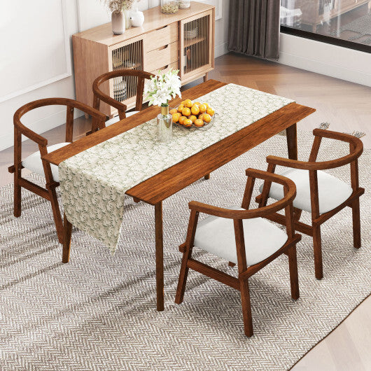 Set of 2 Solid Rubber Wood Dining Room Chairs with Wrap-around Armrest-Walnut LuxuryLifeWay Online Store
