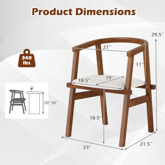Set of 2 Solid Rubber Wood Dining Room Chairs with Wrap-around Armrest-Walnut LuxuryLifeWay Online Store