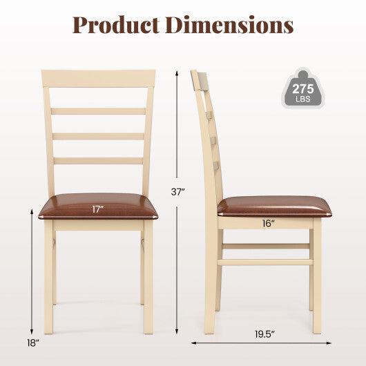 PU Leather Upholstered Armless Wooden Dining Chair Set of 2-White LuxuryLifeWay Online Store