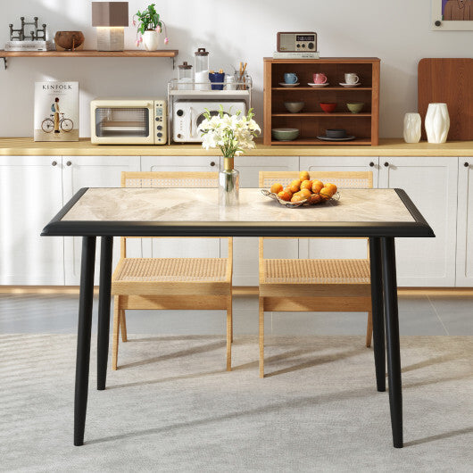 Sintered Stone Dining Table 44" Rectangular Kitchen Table with Metal Frame Indoor Modern Breakfast Table for Living Room Dining Room-Golden LuxuryLifeWay Online Store