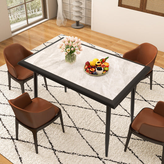 Sintered Stone Dining Table 44" Rectangular Kitchen Table with Metal Frame Indoor Modern Breakfast Table for Living Room Dining Room-Golden LuxuryLifeWay Online Store