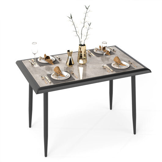 Sintered Stone Dining Table 44" Rectangular Kitchen Table with Metal Frame Indoor Modern Breakfast Table for Living Room Dining Room-Golden LuxuryLifeWay Online Store