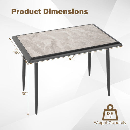 Sintered Stone Dining Table 44" Rectangular Kitchen Table with Metal Frame Indoor Modern Breakfast Table for Living Room Dining Room-Golden LuxuryLifeWay Online Store