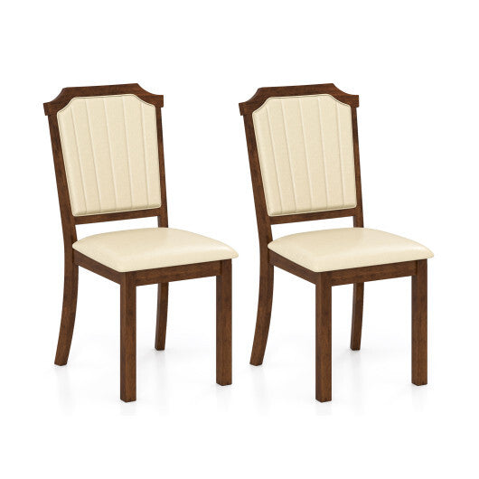 Dining Chair Set of 2 with PU Leather and Rubber Wood Frame-Brown LuxuryLifeWay Online Store