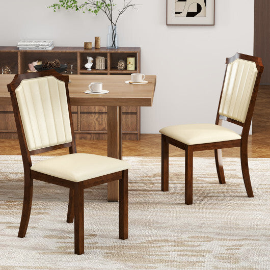 Dining Chair Set of 2 with PU Leather and Rubber Wood Frame-Brown LuxuryLifeWay Online Store