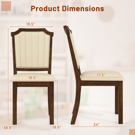 Dining Chair Set of 2 with PU Leather and Rubber Wood Frame-Brown LuxuryLifeWay Online Store