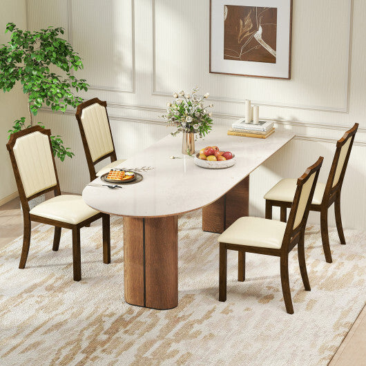 Dining Chair Set of 2 with PU Leather and Rubber Wood Frame-Brown LuxuryLifeWay Online Store