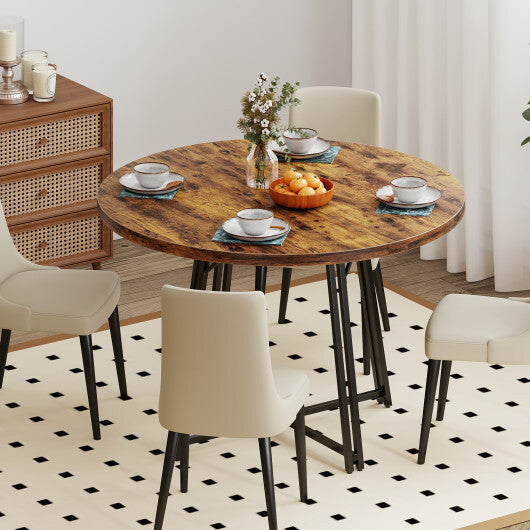 47 Inch Dining Table for 4-6 People Round Kitchen Table with Cross Base-Rustic Brown LuxuryLifeWay Online Store