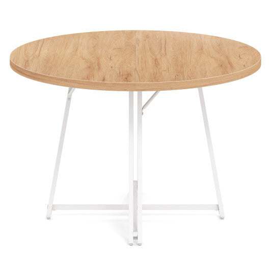 47 Inch Dining Table for 4-6 People Round Kitchen Table with Cross Base-Rustic Brown LuxuryLifeWay Online Store
