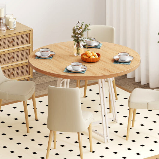 47 Inch Dining Table for 4-6 People Round Kitchen Table with Cross Base-Rustic Brown LuxuryLifeWay Online Store