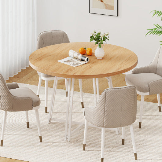 47 Inch Dining Table for 4-6 People Round Kitchen Table with Cross Base-Rustic Brown LuxuryLifeWay Online Store