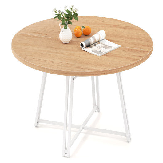 47 Inch Dining Table for 4-6 People Round Kitchen Table with Cross Base-Rustic Brown LuxuryLifeWay Online Store