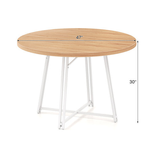 47 Inch Dining Table for 4-6 People Round Kitchen Table with Cross Base-Rustic Brown LuxuryLifeWay Online Store