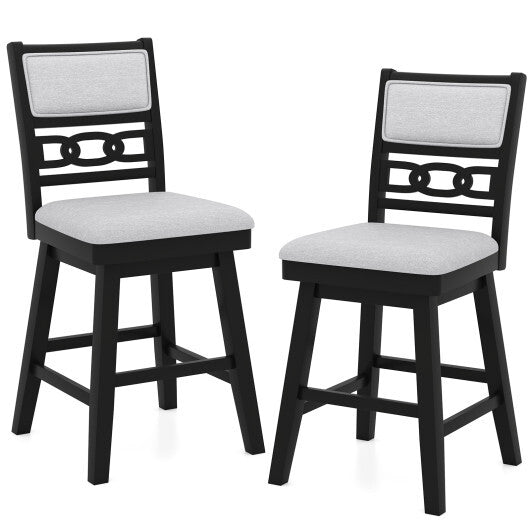 25 Inch Bar Stools Set of 2 with Upholstered Backrest and 360? Rotation Seat-Black LuxuryLifeWay Online Store