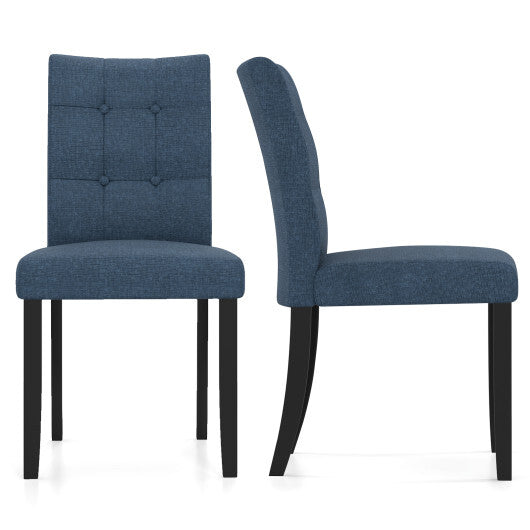 Set of 2 Tufted Dining Chairs Armless with Rubber Wood Legs-Dark Blue LuxuryLifeWay Online Store