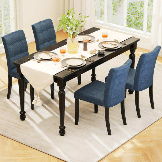 Set of 2 Tufted Dining Chairs Armless with Rubber Wood Legs-Dark Blue LuxuryLifeWay Online Store