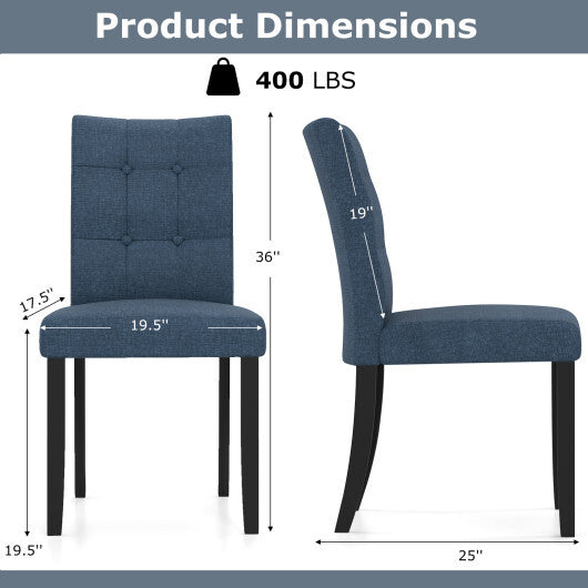 Set of 2 Tufted Dining Chairs Armless with Rubber Wood Legs-Dark Blue LuxuryLifeWay Online Store