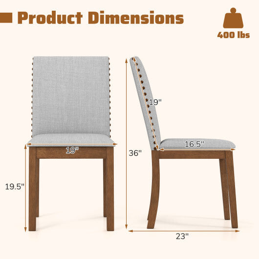 Set of 2 Upholstered Dining Chairs with Padded Seat for Living Room-Walnut