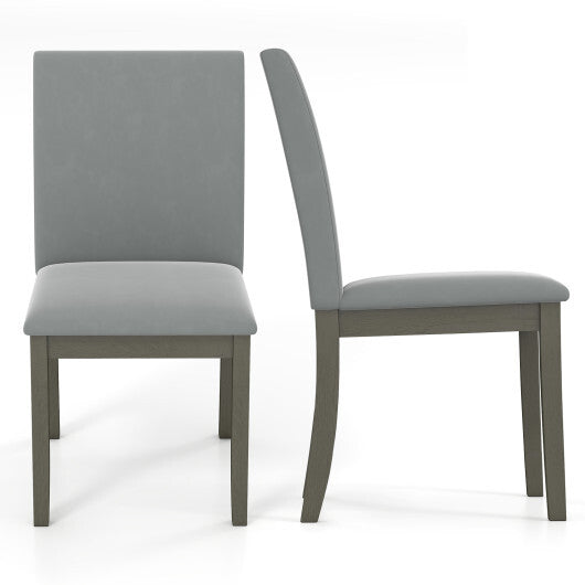 Upholstered Dining Chairs Set of 2 with Rubber Wood Legs and High Back-Gray LuxuryLifeWay Online Store